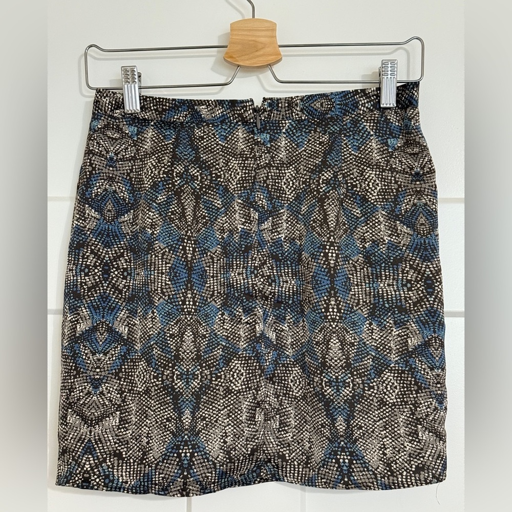Forever 21 Blue and Brown Geometric Pencil Skirt